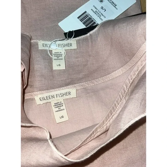 Eileen Fisher Organic Handkerchief Linen Powder Pink Tank Dress W/Slip $248 - Picture 10 of 14